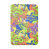 Abstraktes Neon-Doodle-Labyrinth-Muster Badematte (Vorderseite Vertikal)