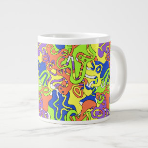 Abstraktes Neon-Doodle-Labyrinth-Muster Jumbo-Tasse