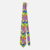 Abstraktes Neon-Doodle-Labyrinth-Muster Krawatte (Vorderseite)