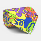 Abstraktes Neon-Doodle-Labyrinth-Muster Krawatte (Gerollt)