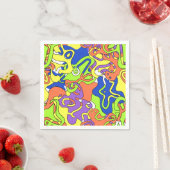 Abstraktes Neon-Doodle-Labyrinth-Muster Serviette (Beispiel)