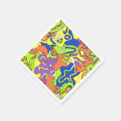 Abstraktes Neon-Doodle-Labyrinth-Muster Serviette (Ecke)