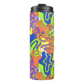 Abstraktes Neon-Doodle-Labyrinth-Muster Thermosbecher (Vorderseite)