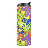 Abstraktes Neon-Doodle-Labyrinth-Muster Thermosbecher (Nach links gedreht)