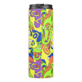 Abstraktes Neon-Doodle-Labyrinth-Muster Thermosbecher (Rückseite)