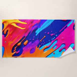 Abstraktes Neon-Farbdrip-Design Strandtuch