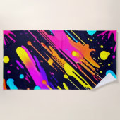 Abstraktes Neon-Farbtupdesign Strandtuch (Vorderseite)