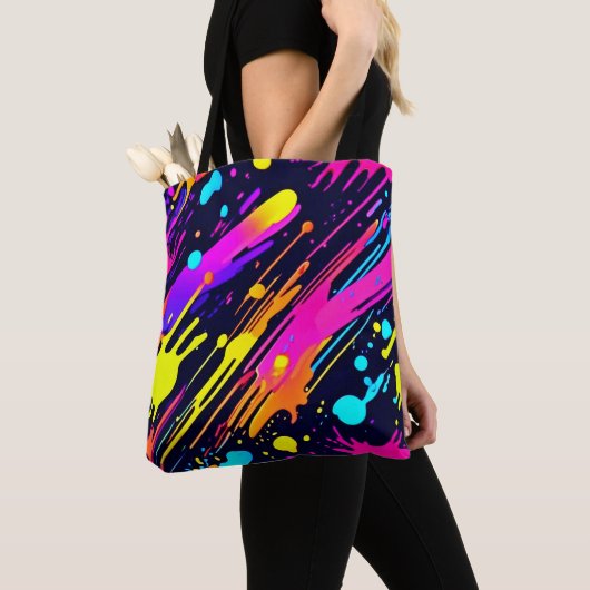 Abstraktes Neon-Farbtupdesign Tasche (Von Nahem)