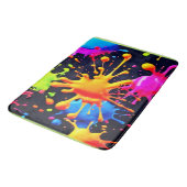 Abstraktes Neon Paint Splash Artwork Badematte (Schrägansicht)