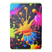 Abstraktes Neon Paint Splash Artwork Badematte (Vorderseite Vertikal)