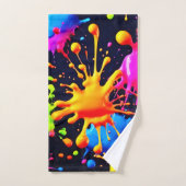 Abstraktes Neon Paint Splash Artwork Badhandtuch Set (Handtuch)