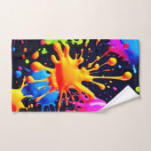 Abstraktes Neon Paint Splash Artwork Badhandtuch Set (Handtuch)