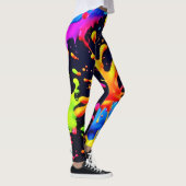 Abstraktes Neon Paint Splash Artwork Leggings (Rechts)