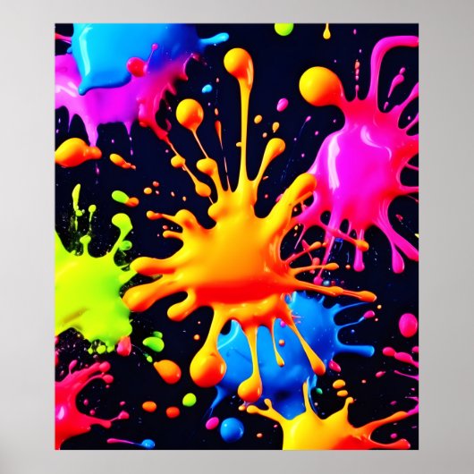 Abstraktes Neon Paint Splash Artwork Poster (Vorne)