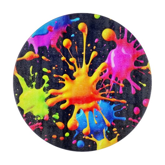 Abstraktes Neon Paint Splash Artwork Schneidebrett (Vorderseite)
