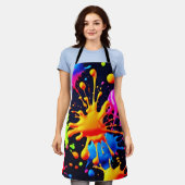 Abstraktes Neon Paint Splash Artwork Schürze (Getragen)