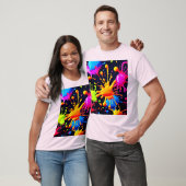 Abstraktes Neon Paint Splash Artwork T-Shirt (Unisex)