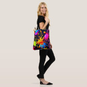 Abstraktes Neon Paint Splash Artwork Tasche (Am Model)