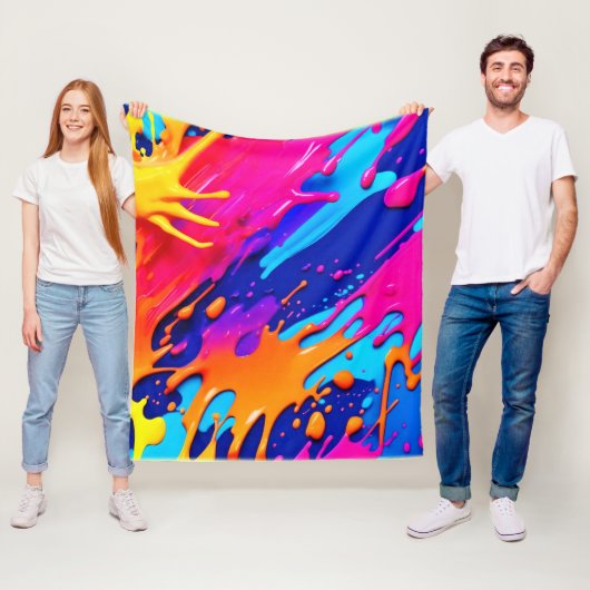 Abstraktes Neon Paint Tropfen Design Fleecedecke (Beispiel)