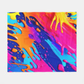 Abstraktes Neon Paint Tropfen Design Fleecedecke (Vorderseite (Horizontal))