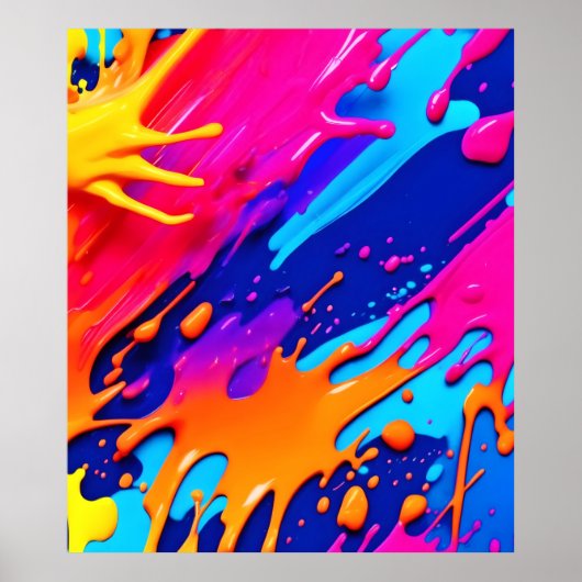 Abstraktes Neon Paint Tropfen Design Poster (Vorne)