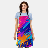 Abstraktes Neon Paint Tropfen Design Schürze (Getragen)