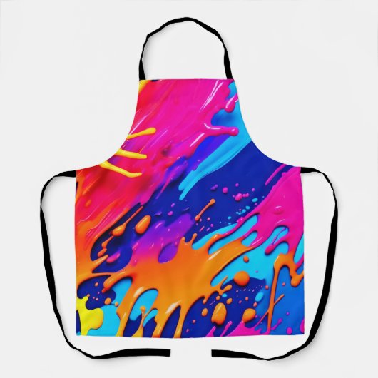 Abstraktes Neon Paint Tropfen Design Schürze (Vorderseite)