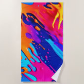 Abstraktes Neon Paint Tropfen Design Strandtuch (Vorderseite)