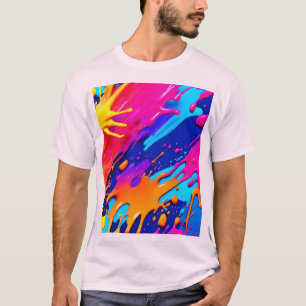 Abstraktes Neon Paint Tropfen Design T-Shirt