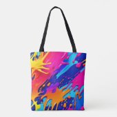 Abstraktes Neon Paint Tropfen Design Tasche (Rückseite)