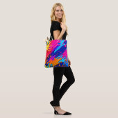 Abstraktes Neon Paint Tropfen Design Tasche (Am Model)