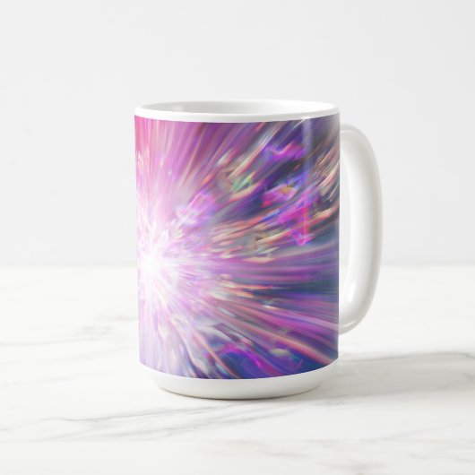 Abstraktes neon-pinkes und blaues Energie-Explosio Kaffeetasse (VorderseiteRechts)