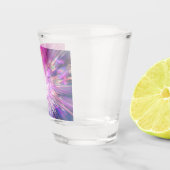Abstraktes neon-pinkes und blaues Energie-Explosio Schnapsglas (Rechts)