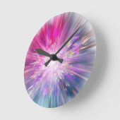 Abstraktes Neon-Rosa- und Blau-Energie-Explosion-G Runde Wanduhr (Winkel)