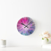 Abstraktes Neon-Rosa- und Blau-Energie-Explosion-G Runde Wanduhr (Zuhause)