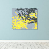 Abstraktes Nest in Grau und Gelb Leinwanddruck (Insitu (Holzboden))