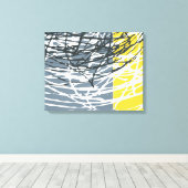 Abstraktes Nest in Grau und Gelb Leinwanddruck (Insitu (Holzboden))