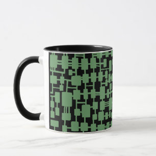 Abstraktes Netzwerk - Army Green auf Black Tasse