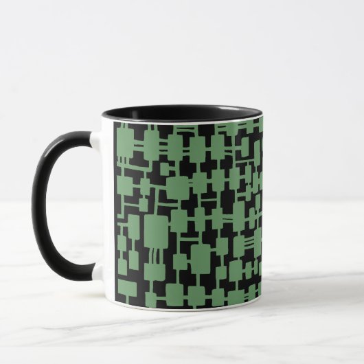 Abstraktes Netzwerk - Army Green auf Black Tasse (Links)