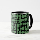 Abstraktes Netzwerk - Army Green auf Black Tasse (VorderseiteRechts)