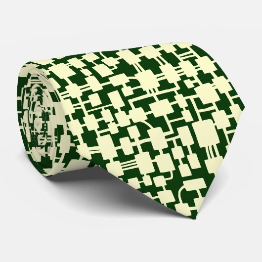 Abstraktes Netzwerk - Creme on Green 003300 Krawatte (Gerollt)