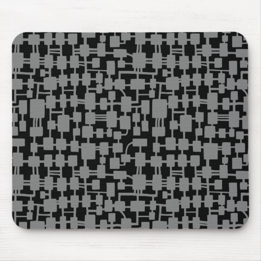Abstraktes Netzwerk - Grau auf Schwarz Mousepad (Vorne)