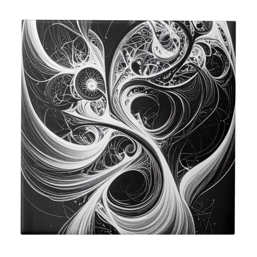 Abstraktes Netzwerk Kunst Keramik Tile Fliese (Vorderseite)