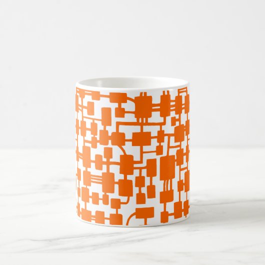 Abstraktes Netzwerk - Orange on White Kaffeetasse (Mittel)