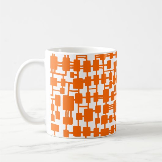 Abstraktes Netzwerk - Orange on White Kaffeetasse (Links)