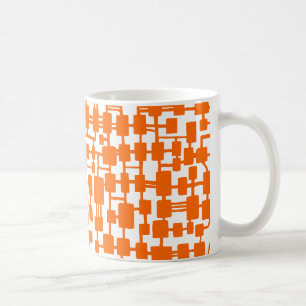 Abstraktes Netzwerk - Orange on White Kaffeetasse