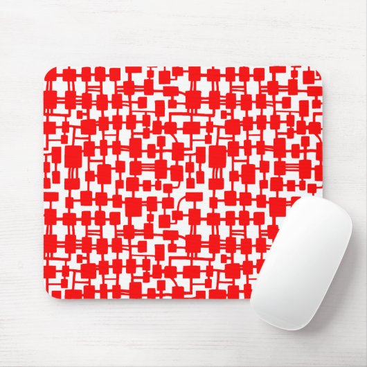 Abstraktes Netzwerk - Red on White Mousepad (Mit Mouse)