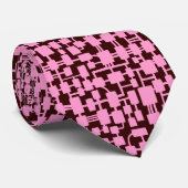 Abstraktes Netzwerk - Rosa auf Dunkelbraun 330000 Krawatte (Gerollt)