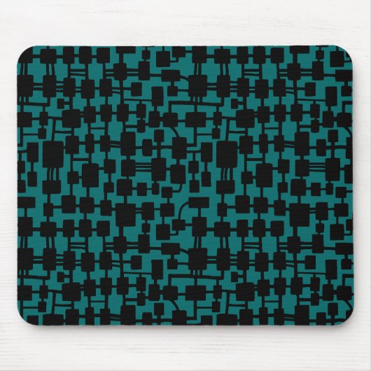 Abstraktes Netzwerk - Schwarz auf Aquamarin 00666 Mousepad (Vorne)