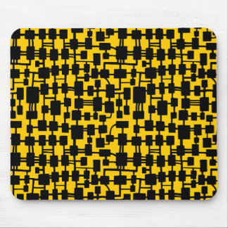 Abstraktes Netzwerk - Schwarz auf Bernstein FFCC00 Mousepad